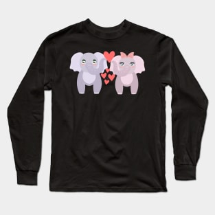 Two Elephants In Love Long Sleeve T-Shirt